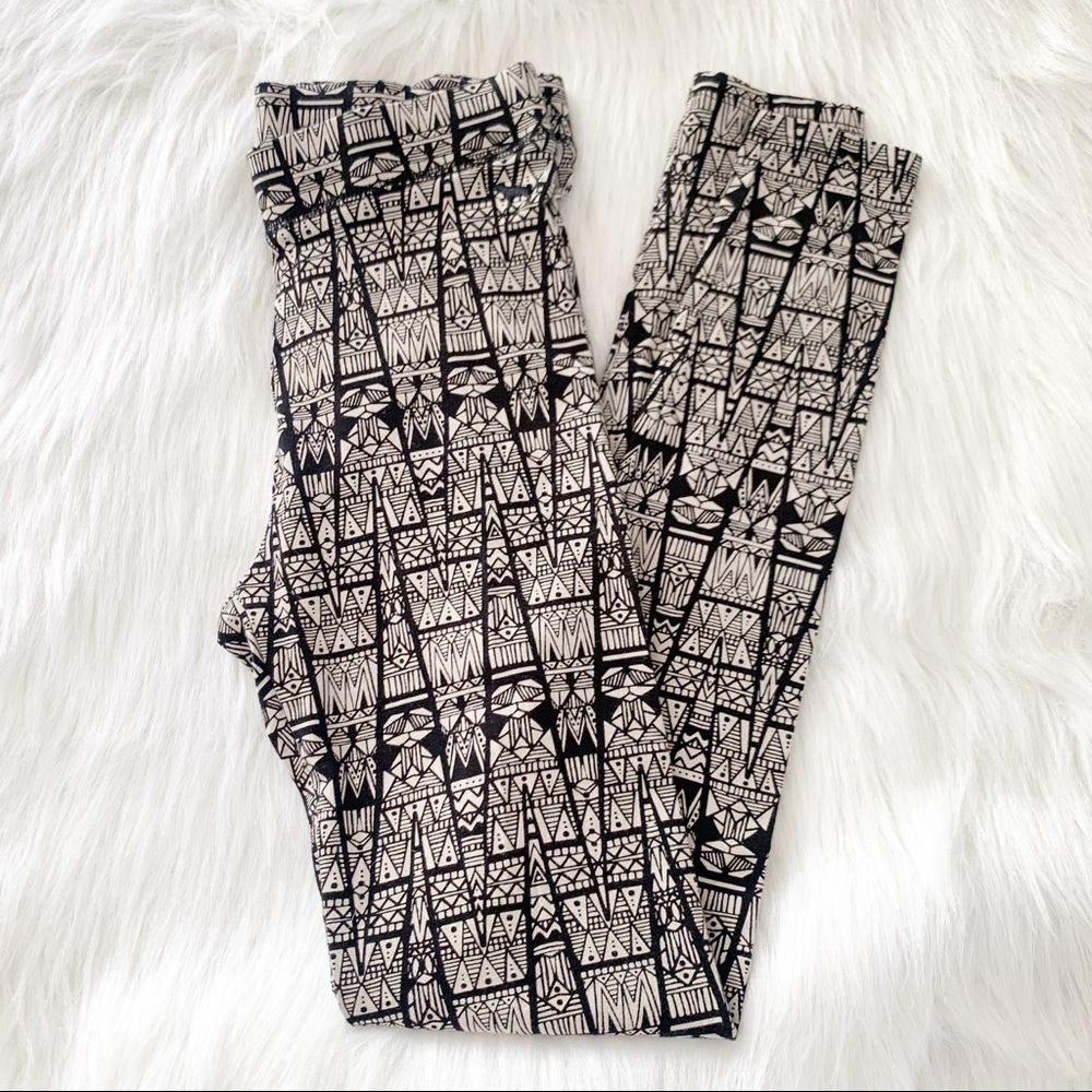PINK | Aztec Geometric printed cotton leggings xs